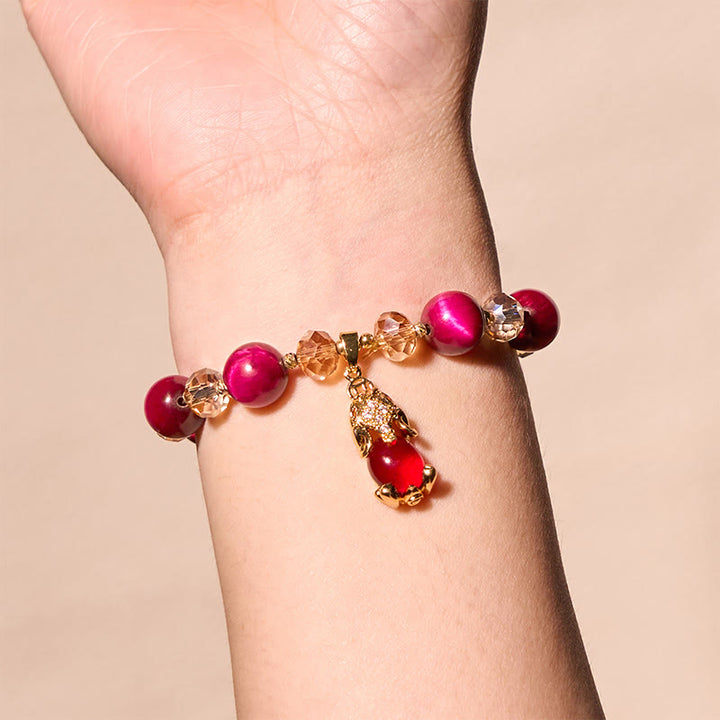 Buddha Stones Red Tiger Eye PiXiu Fox Protection Self Confidence Bracelet - image 4