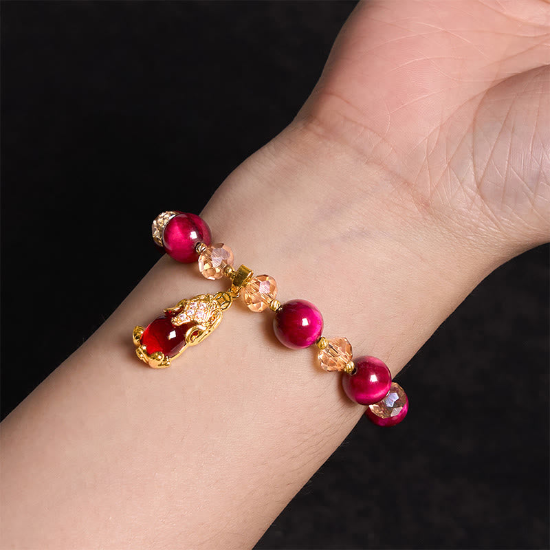 Buddha Stones Red Tiger Eye PiXiu Fox Protection Self Confidence Bracelet - image 3