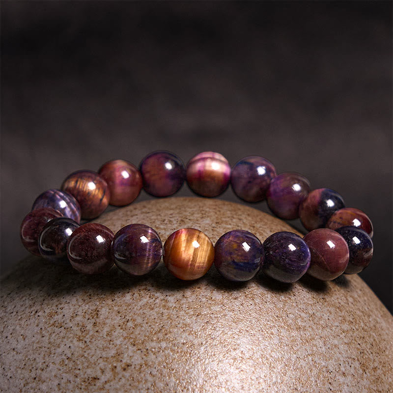 Buddha Stones Natural Purple Tiger Eye Protection Strength Bracelet - image 1