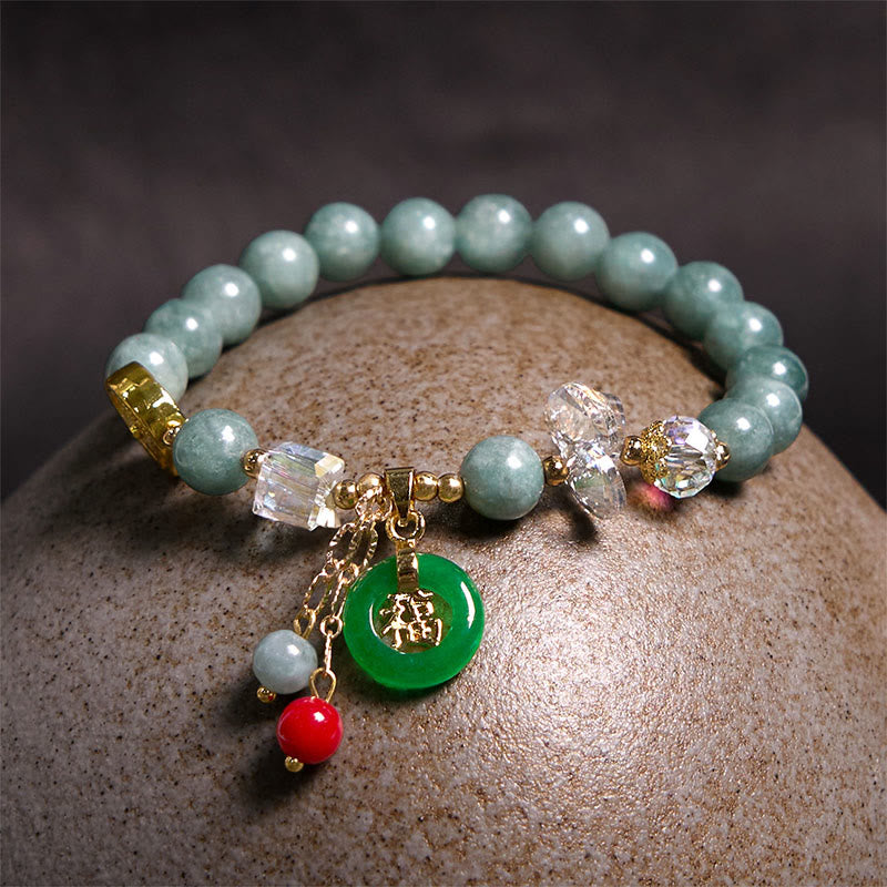 Buddha Stones Strawberry Quartz Jade Fu Character Charm Healing Bracelet - image 12