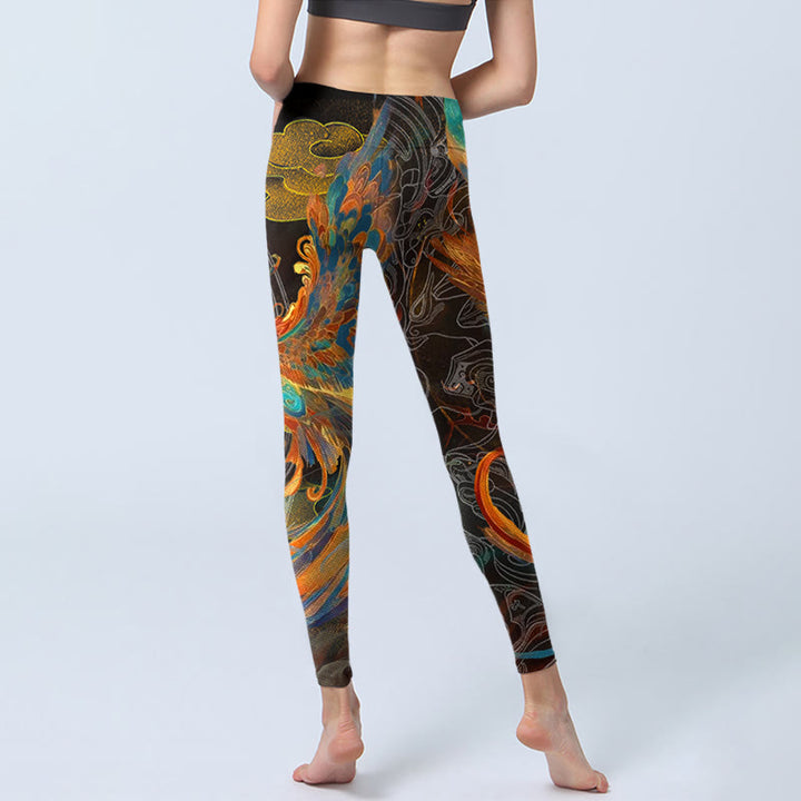 Buddha Stones Vibrant Phoenix Gym Leggings Women's Yoga Pants - image 6