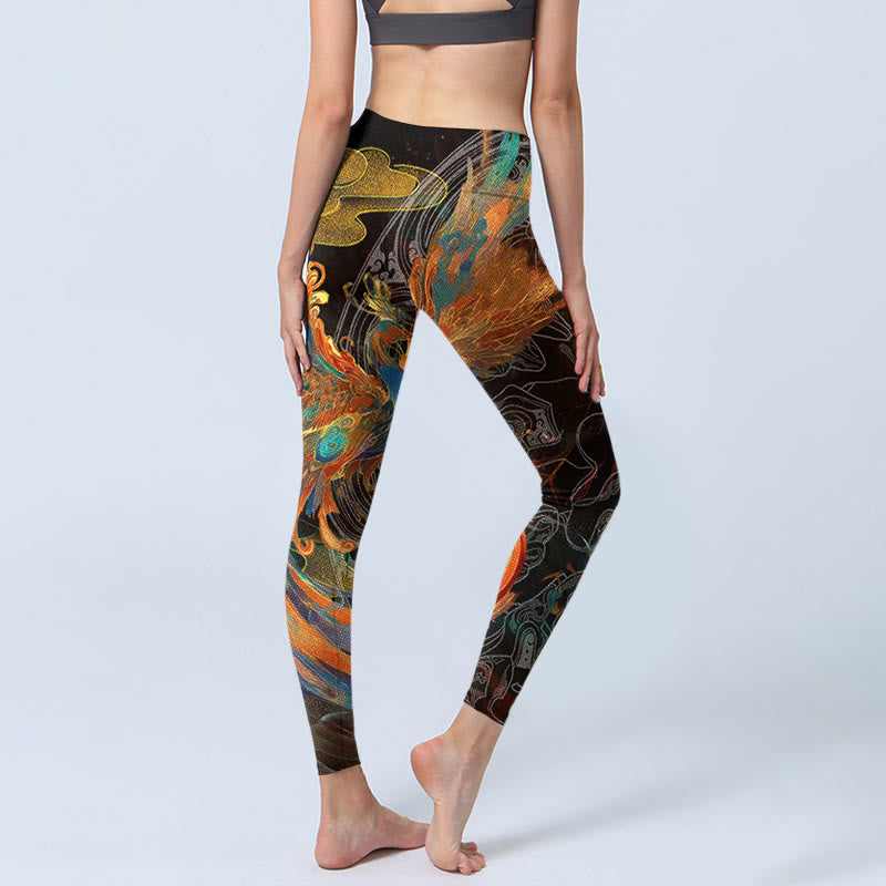 Buddha Stones Vibrant Phoenix Gym Leggings Women's Yoga Pants - image 4
