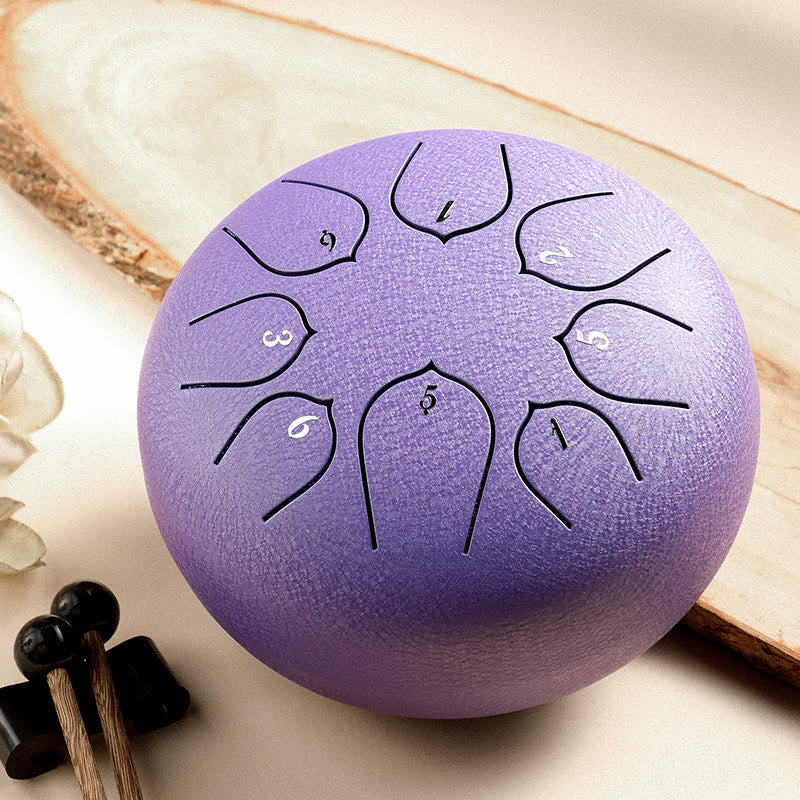 Buddha Stones Steel Tongue Drum Sound Healing Meditation Lotus Pattern Drum Kit 8 Note 6 Inch Percussion Instrument - Purple - image 0