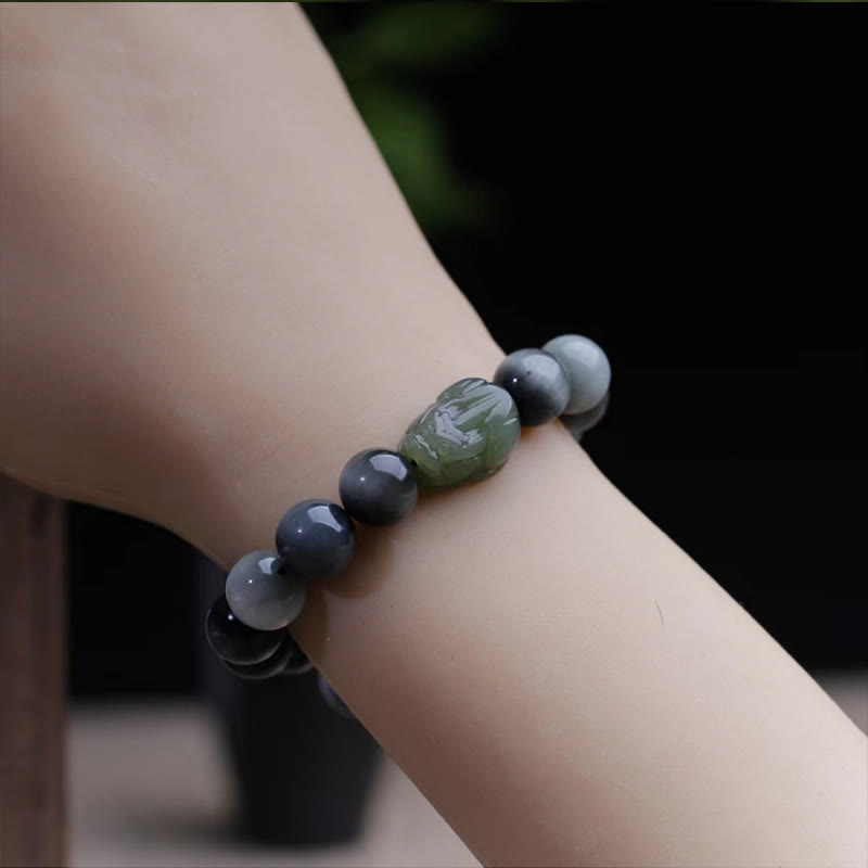 Buddha Stones Natural Eagle's Eye Stone Hetian Jade Pixiu Confidence Bracelet - image 4