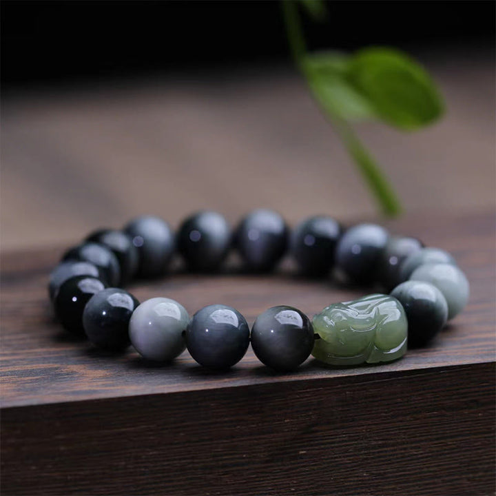 Buddha Stones Natural Eagle's Eye Stone Hetian Jade Pixiu Confidence Bracelet - image 5