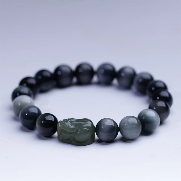 Buddha Stones Natural Eagle's Eye Stone Hetian Jade Pixiu Confidence Bracelet - image 6