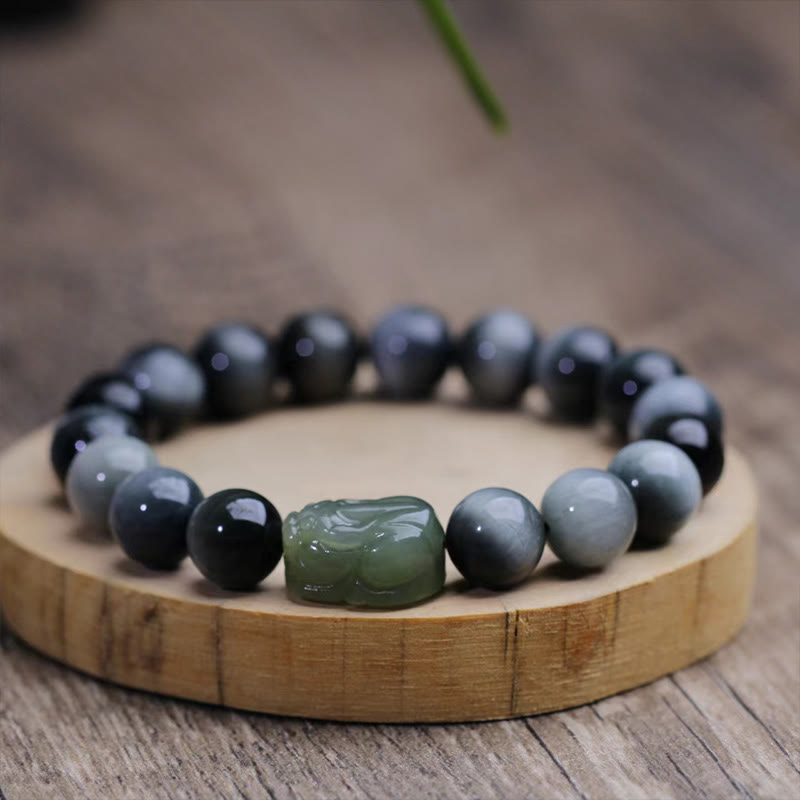 Buddha Stones Natural Eagle's Eye Stone Hetian Jade Pixiu Confidence Bracelet - image 3