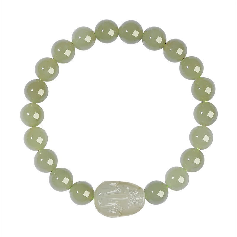 Buddha Stones Natural Hetian Jade PiXiu Carved Luck Bracelet - image 14