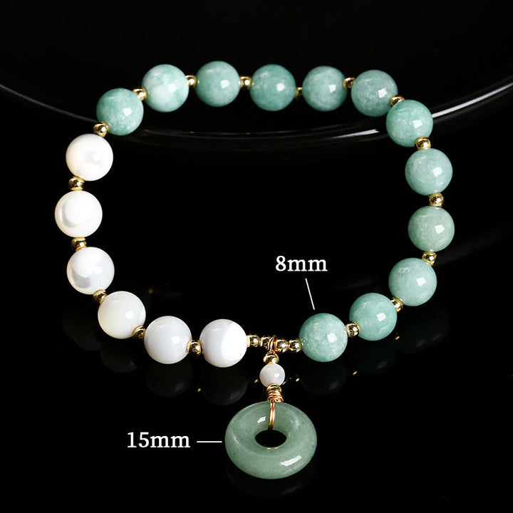 Buddha Stones Jade Trochus Horseshoe Snail Peace Buckle Charm Abundance Bracelet - image 8