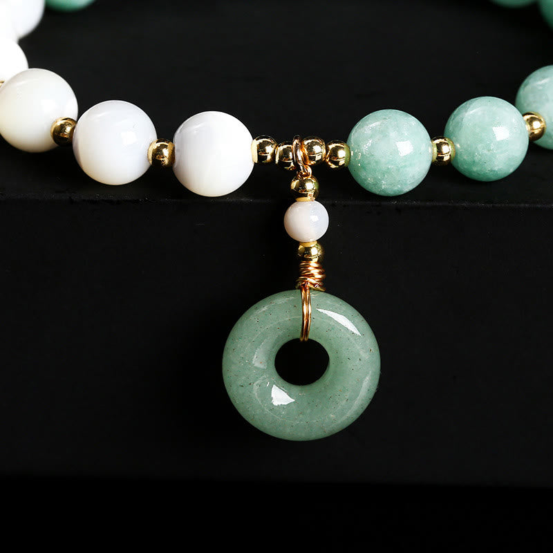 Buddha Stones Jade Trochus Horseshoe Snail Peace Buckle Charm Abundance Bracelet - image 9
