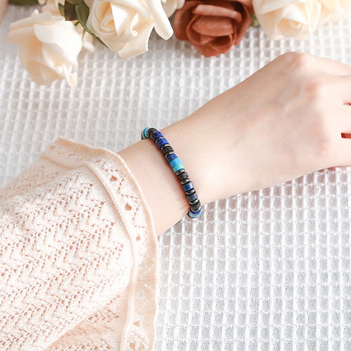 Buddha Stones Hematite Turquoise Lazurite Lava Rock Black Glitter Stone Support Bracelet - image 17