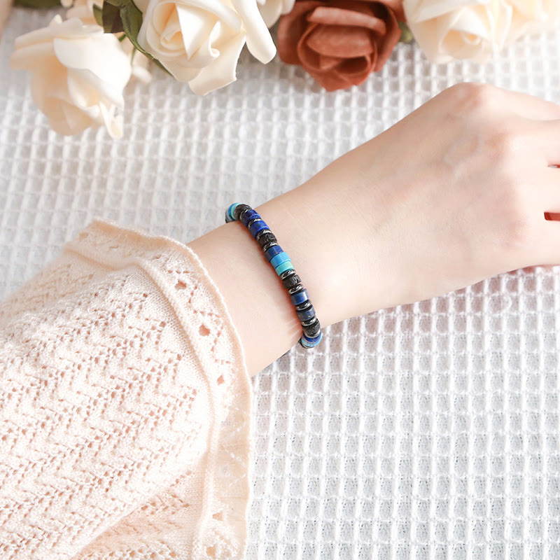 Buddha Stones Hematite Turquoise Lazurite Lava Rock Black Glitter Stone Support Bracelet - image 5