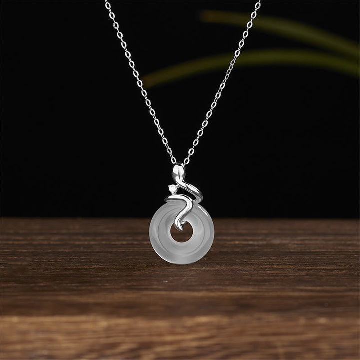 Buddha Stones 925 Sterling Silver Year Of The Snake Chalcedony Peace Buckle Positive Necklace Pendant - Chalcedony 925 Sterling Silver Snake - image 4