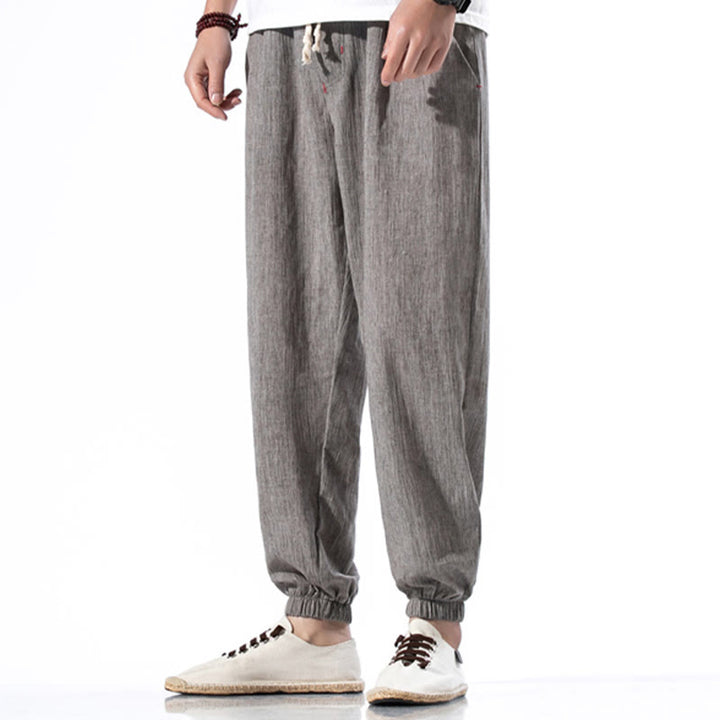 Buddha Stones Casual Solid Color Drawstring Linen Men's Pants With Pockets - Gray - US/UK/AU46，EU56 (5XL) - image 28