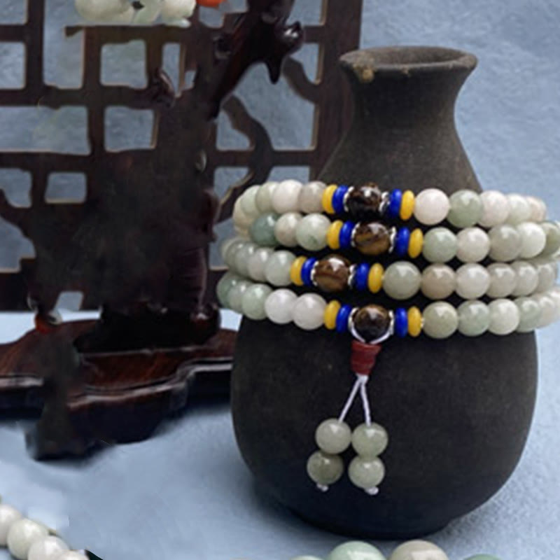 Buddha Stones 108 Mala Beads Natural Shetai jade Luck Prosperity Bracelet - image 1