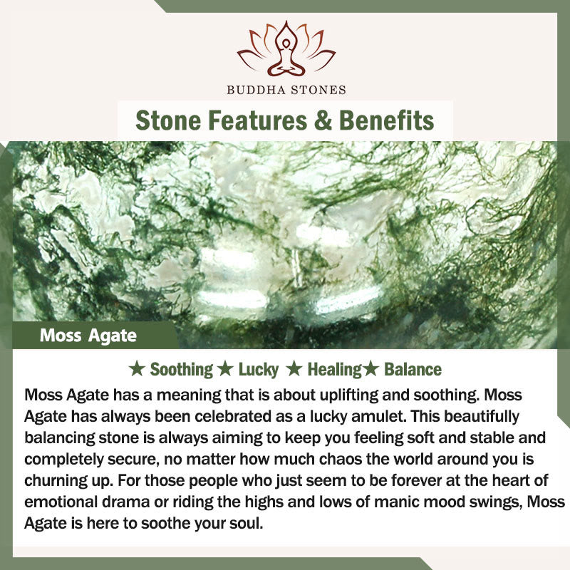 Buddha Stones 108 Mala Beads Natural Stone Moss Agate Multi-turn Healing Bracelet - image 6