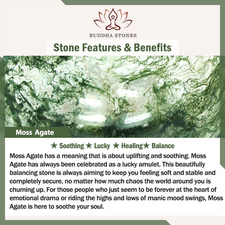 Buddha Stones 108 Mala Beads Natural Stone Moss Agate Multi-turn Healing Bracelet - image 6