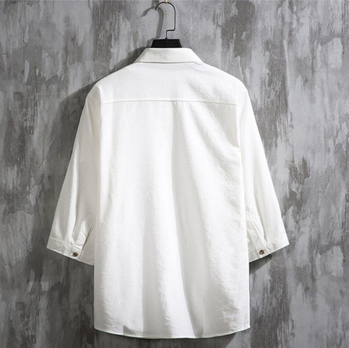 Buddha Stones Casual Solid Color Front Button Three Quarter Sleeves Men's Shirt - image 1