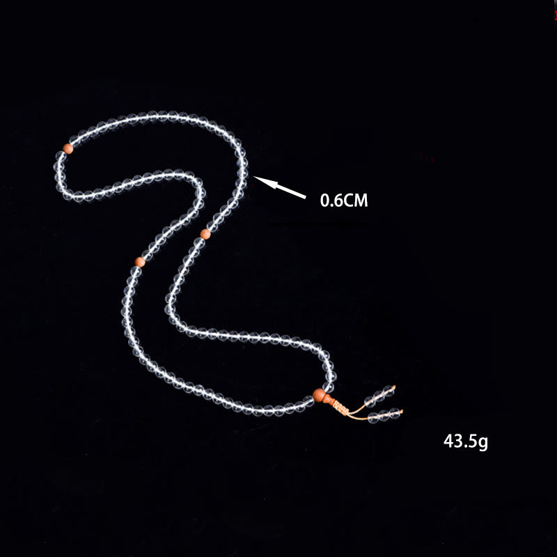 Buddha Stones 108 Mala Beads Natural Stone White Crystal Sandalwood Healing Bracelet - image 5