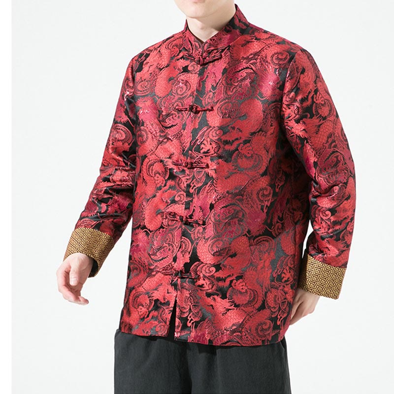Buddha Stones Chinese Dragon Frog-button Tang Suit Cotton Men's Jacket Shirt - image 12