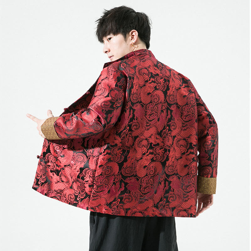Buddha Stones Chinese Dragon Frog-button Tang Suit Cotton Men's Jacket Shirt - image 19