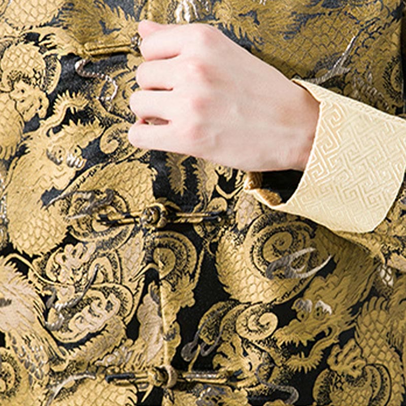 Buddha Stones Chinese Dragon Frog-button Tang Suit Cotton Men's Jacket Shirt - image 9