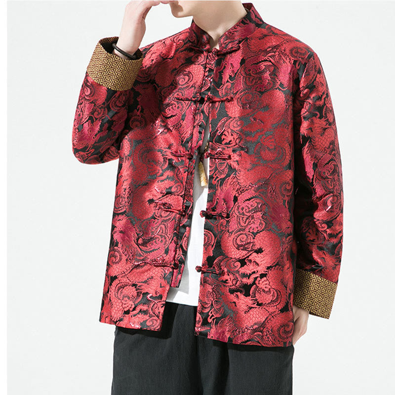 Buddha Stones Chinese Dragon Frog-button Tang Suit Cotton Men's Jacket Shirt - image 17