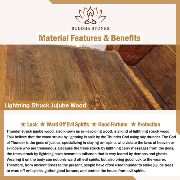 Buddha Stones 108 Mala Beads Lightning Struck Jujube Wood The Golden Light Mantra Protection Bracelet - image 10