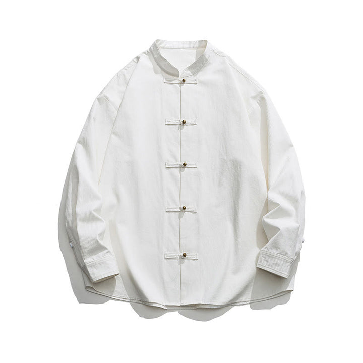 Buddha Stones Solid Color Frog-button Tang Suit Cotton Men's Jacket Shirt - image 21