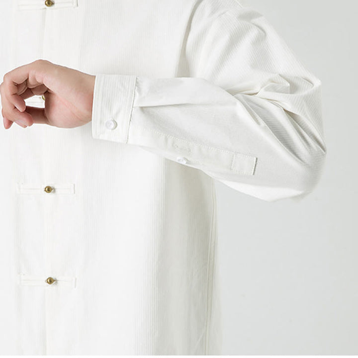 Buddha Stones Solid Color Frog-button Tang Suit Cotton Men's Jacket Shirt - image 19