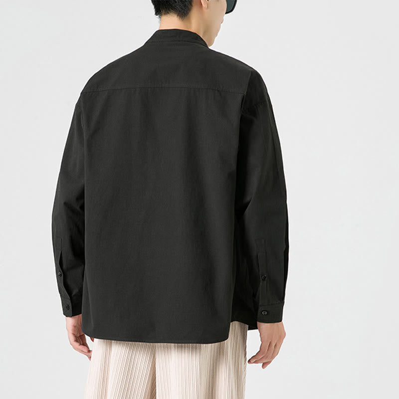 Buddha Stones Solid Color Frog-button Tang Suit Cotton Men's Jacket Shirt - image 4