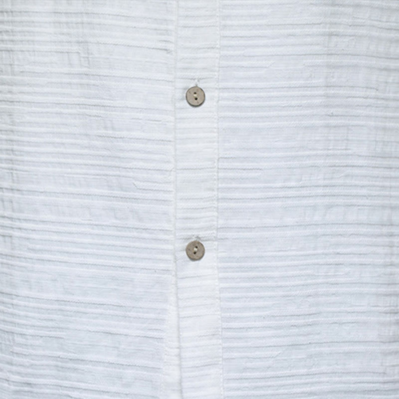 Buddha Stones Solid Color Half Frog-button Tang Suit Cotton Linen Men's Jacket Shirt - image 18