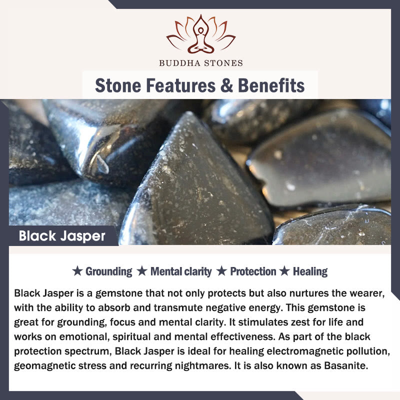 Buddha Stones 108 Mala Beads Black Jasper Rhodonite Khaki Tassel Healing Bracelet - image 8