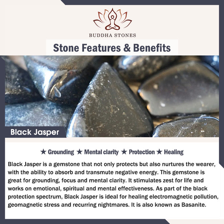 Buddha Stones 108 Mala Beads Black Jasper Rhodonite Khaki Tassel Healing Bracelet - image 8