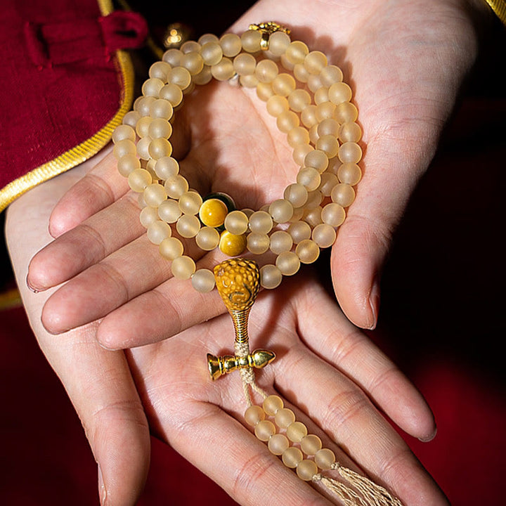 Buddha Stones Tibet 108 Mala Beads Chinese Zodiac Natal Buddha Natural Sheep Horn Wealth Bracelet - image 15