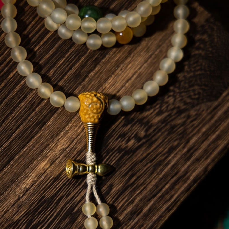 Buddha Stones Tibet 108 Mala Beads Chinese Zodiac Natal Buddha Natural Sheep Horn Wealth Bracelet - image 14