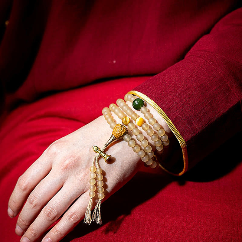 Buddha Stones Tibet 108 Mala Beads Chinese Zodiac Natal Buddha Natural Sheep Horn Wealth Bracelet - image 2