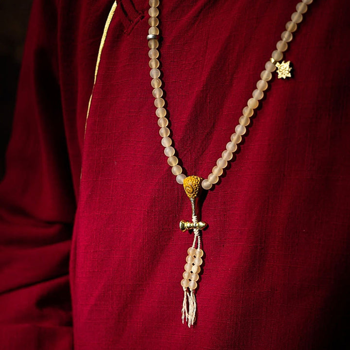 Buddha Stones Tibet 108 Mala Beads Chinese Zodiac Natal Buddha Natural Sheep Horn Wealth Bracelet - image 3