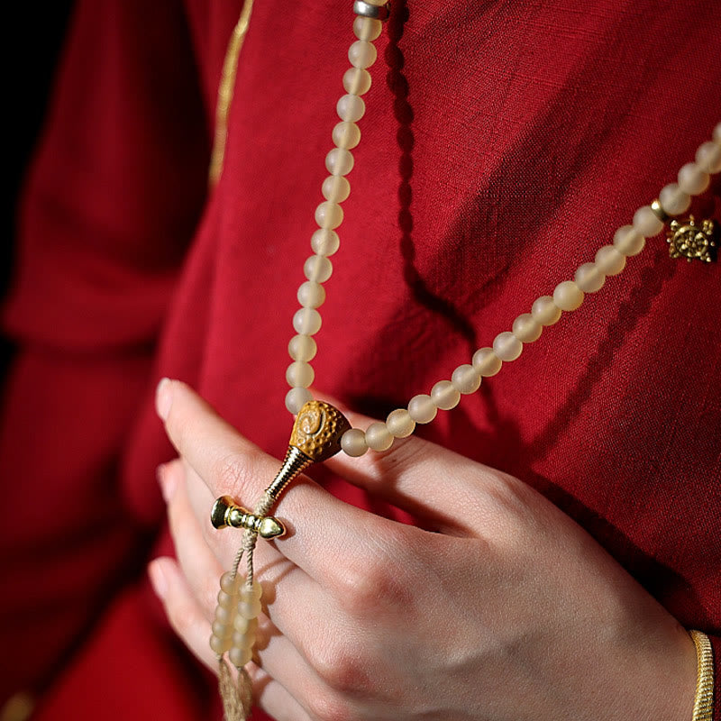 Buddha Stones Tibet 108 Mala Beads Chinese Zodiac Natal Buddha Natural Sheep Horn Wealth Bracelet - image 4