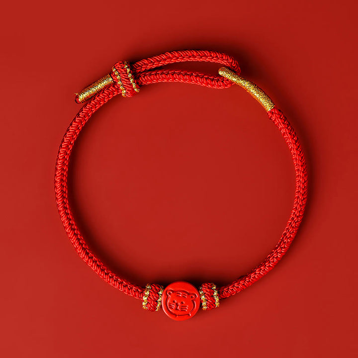 Buddha Stones Chinese Zodiac Red String Eight Thread Peace Knot Cinnabar Protection Luck Bracelet - Tiger - Red Rope(Wrist Circumference: 14-19cm) - image 14