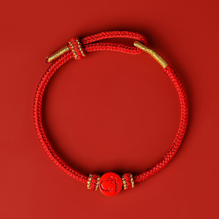 Buddha Stones Chinese Zodiac Red String Eight Thread Peace Knot Cinnabar Protection Luck Bracelet - Horse - Red Rope(Wrist Circumference: 14-19cm) - image 17