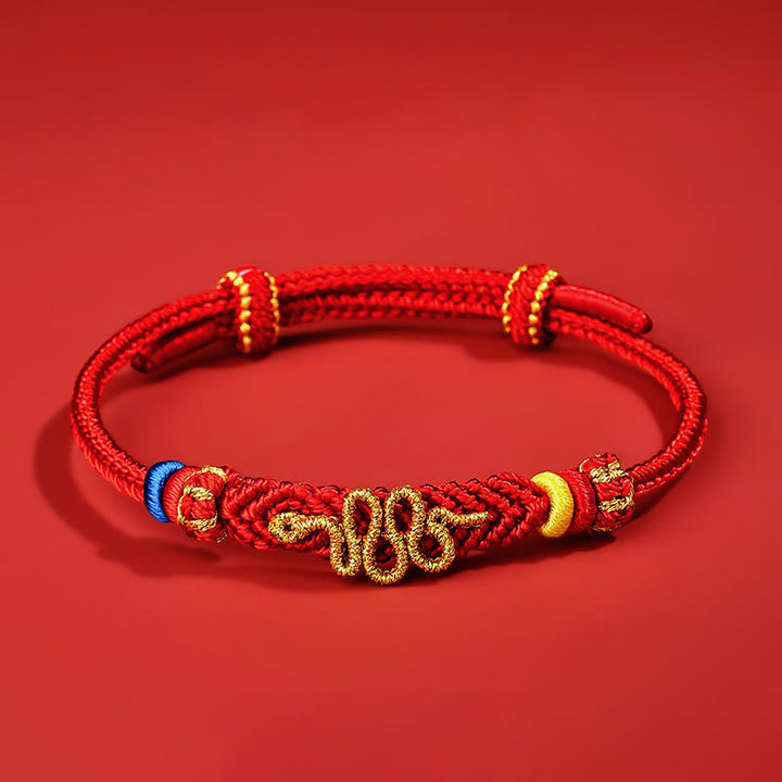 Buddha Stones Red String Eight Thread Peace Knot Year Of The Snake Protection Braided Bracelet - Kid(Wrist Circumference: 11-15cm) - image 0