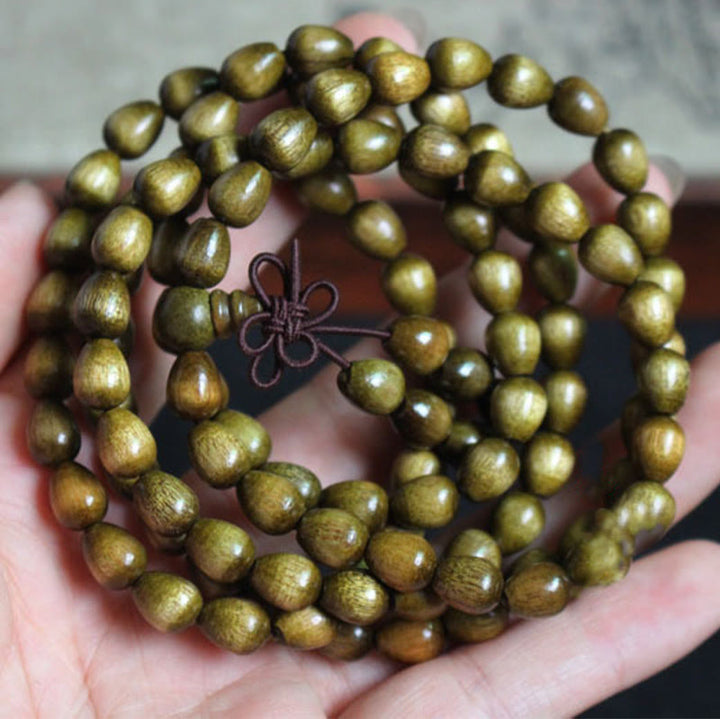 Buddha Stones 108 Mala Teardrop Beads Natural Phoebe Zhennan Wood Protection Bracelet - image 3