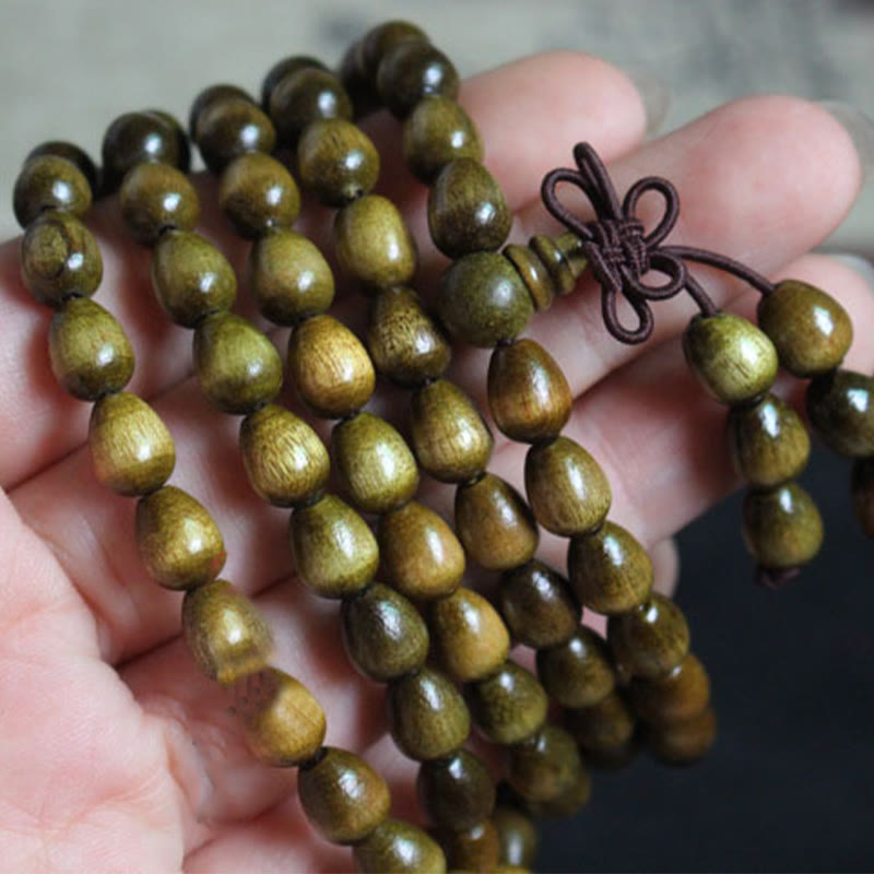 Buddha Stones 108 Mala Teardrop Beads Natural Phoebe Zhennan Wood Protection Bracelet - image 2