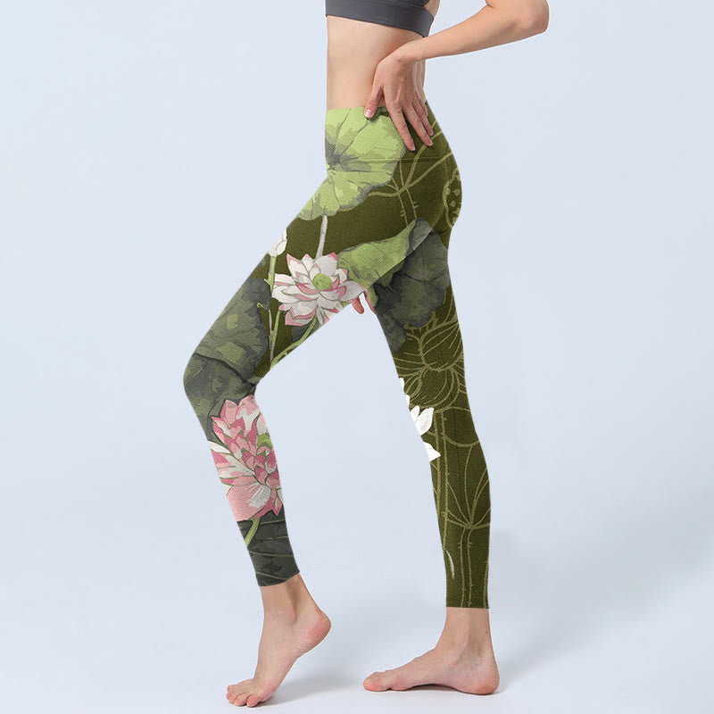Buddha Stones Lotus Print Gym Leggings Women's Yoga Pants - image 2