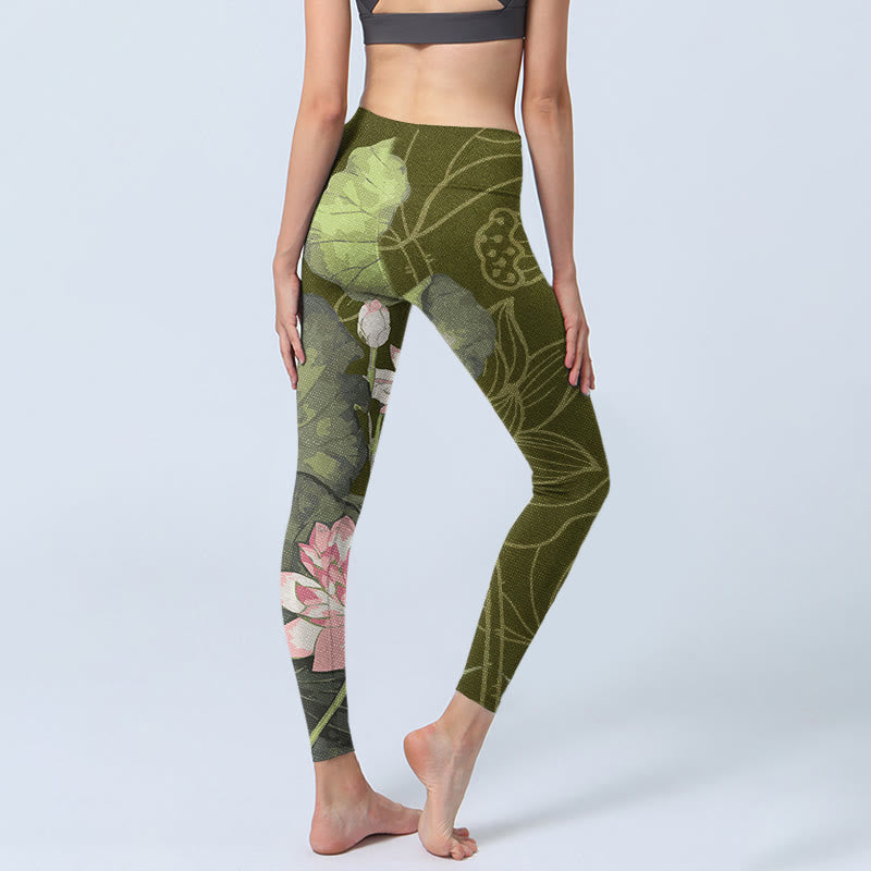 Buddha Stones Lotus Print Gym Leggings Women's Yoga Pants - image 4
