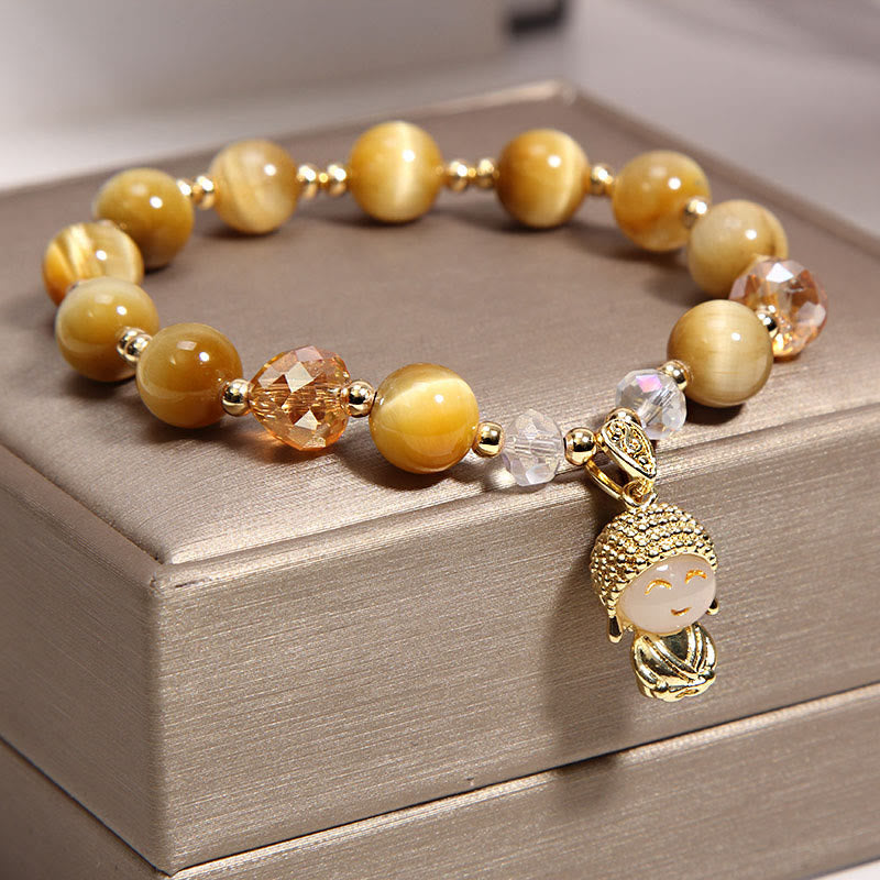 Buddha Stones Yellow Tiger Eye Meditation Buddha Protection Bracelet - image 3