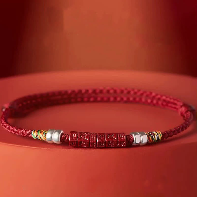 Buddha Stones 925 Sterling Silver Om Mani Padme Hum Cinnabar Blessing Child Adult Bracelet - image 1