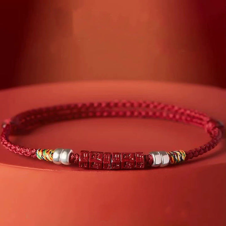 Buddha Stones 925 Sterling Silver Om Mani Padme Hum Cinnabar Blessing Child Adult Bracelet - image 1