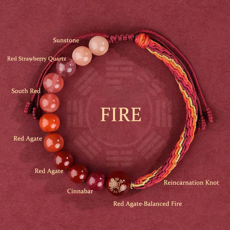 Buddha Stones Five Elements Various Crystal Agate Wealth Reincarnation Knot Braid Bracelet - Fire(Wrist Circumference 14-20cm) - image 13